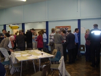 Residents mingling and taking advantage of the food