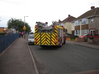 The fire truck being manoeuvred into a better spot for residents to come have a look