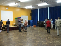 Residents mingling before setting off home