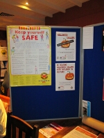 Our boards, displaying info to the attendees.